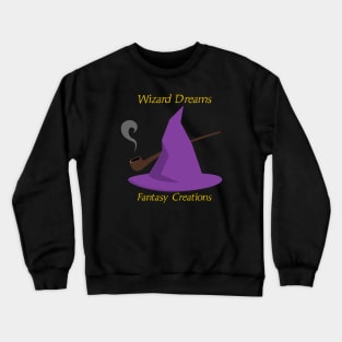 Wizard Dreams Fantasy Creations Wizard Hat Logo (Yellow Lettering) Crewneck Sweatshirt